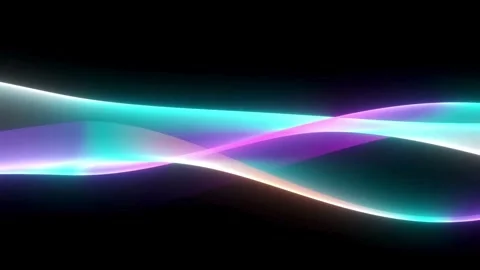 Abstract flowing neon light waves on black background Stock-Footage 336049122
