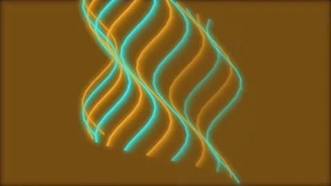 Abstract flowing neon lines moving in wave motion across dynamic digital ba.. Vídeo Stock 343249205