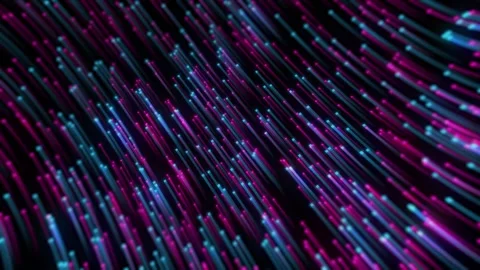 Abstract flowing neon particles, dynamic digital background Stock Footage 332849929