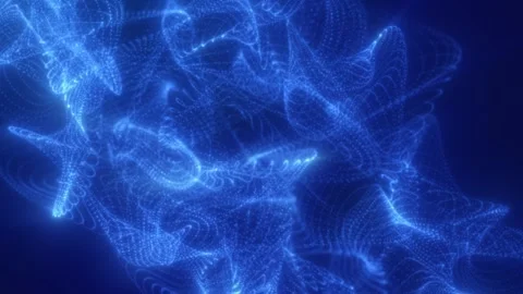 Abstract flowing network of glowing blue particles Stock Footage 321406898