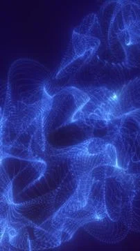 Abstract flowing network of glowing blue particles forming a futuristic digit 库存插图