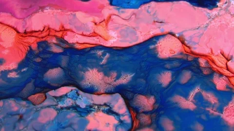 Abstract flowing paint texture in vibrant colors. Dynamic liquid art motion with Stockbeeldmateriaal 340450253