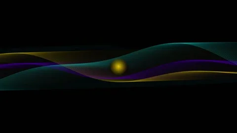 Abstract flowing particle waves with glowing orb over black background moti.. 스톡 동영상 342279032
