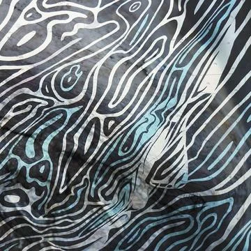 Abstract flowing pattern with wavy lines in shades of blue, black, and white Stock Illustration