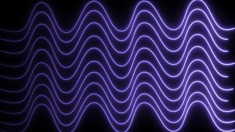 Abstract flowing purple neon waves on black background seamless loop abstra.. Stock Footage 340444477