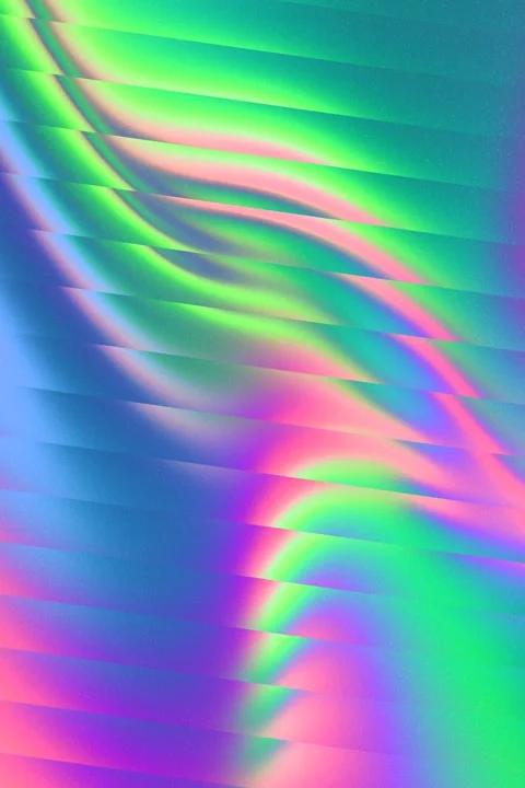 Abstract flowing rainbow multicolored holographic glitch interlaced background Stock Footage 282828039