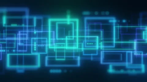 Abstract Flowing Rectangles with Neon Glow Stock Footage 294770247
