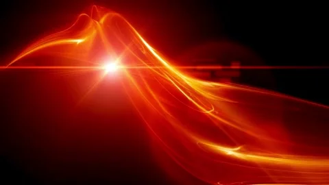 Abstract flowing red energy waves with light lens flare Stock-Footage 336119345