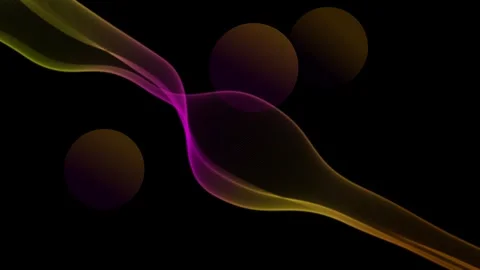 Abstract flowing ribbon line background soft glowing circular orbs animation Stock Footage 329942095