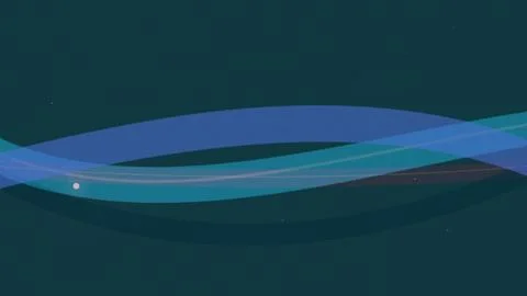 Abstract flowing ribbon waves create a calm blue and teal gradient on a dar.. Stock Illustration