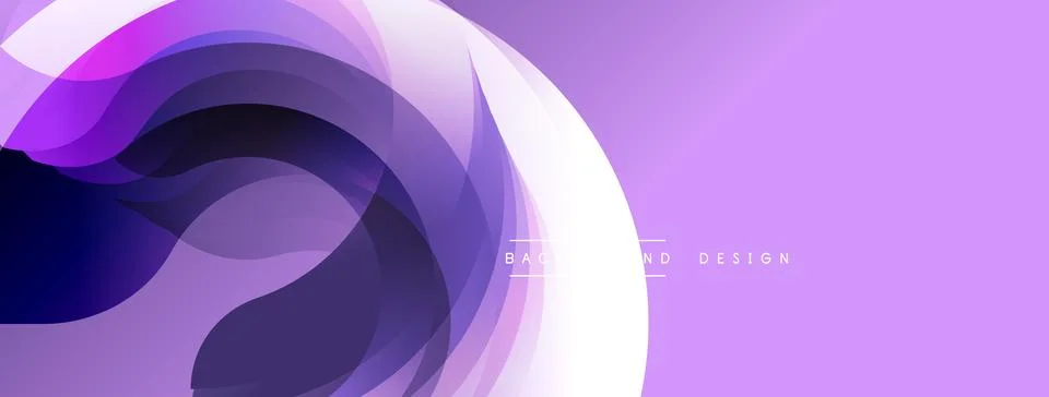 Abstract flowing shapes create dynamic purple composition. Smooth gradients Illustrazione stock
