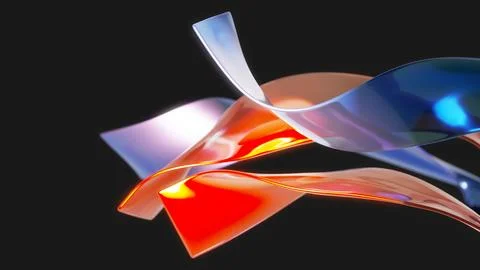 Abstract flowing shapes with glossy reflections in vibrant colors on dark b.. Stock Illustration