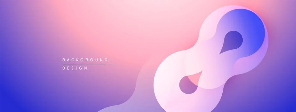 Abstract flowing shapes, gradient background. Soft purple, pink, blue hues Illustrazione stock