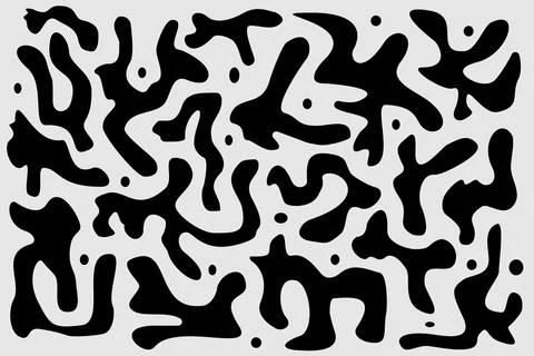 Abstract Flowing Shapes Pattern Background, Black and White Organic Design Иллюстрация