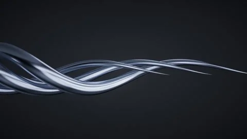 Abstract flowing silver metallic lines moving in elegant wave motion on dar.. Stock Footage 332146869