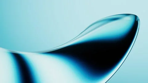 Abstract flowing smooth dark blue glass shape on a light blue background sl.. Video stock 327247913