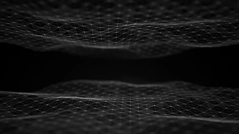 Abstract flowing smooth Plexus fractal waves background. Grid, mesh of dots Stock Footage 160084900