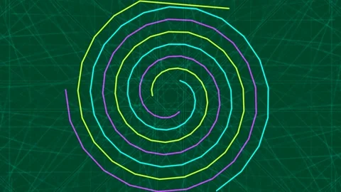 Abstract flowing spiral geometric pattern on dark green background Stock Footage 339776328