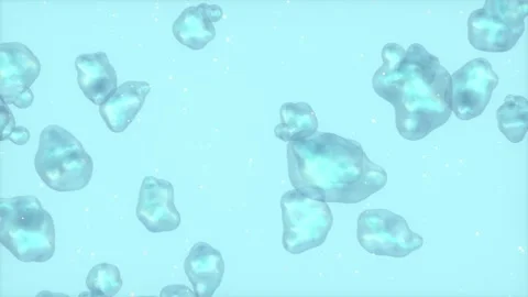 Abstract flowing turquoise bubbles and particles in soft light, underwater .. Stock Footage 328335100