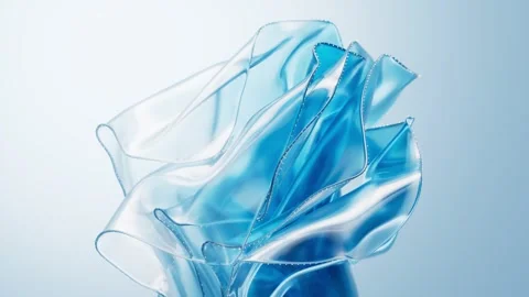 Abstract flowing wave background with blue silk fabric in smooth motion cre.. Stock-Footage 332315868