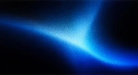 Abstract flowing wave of blue light particles on black background Illustrazione stock