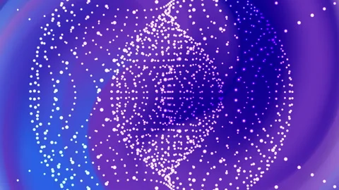 Abstract flowing wave of digital particles on purple background Video stock 337937556