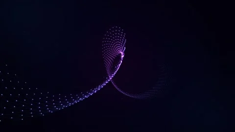 Abstract flowing wave of glowing dots dynamic particle animation on dark ba.. Stock Footage 346635333