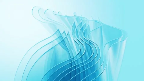 Abstract flowing wave layers of clear turquoise glass creating a dynamic an.. Video stock 327531579