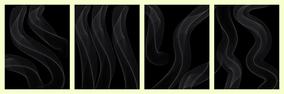 Abstract flowing wave lines on black background イラスト素材