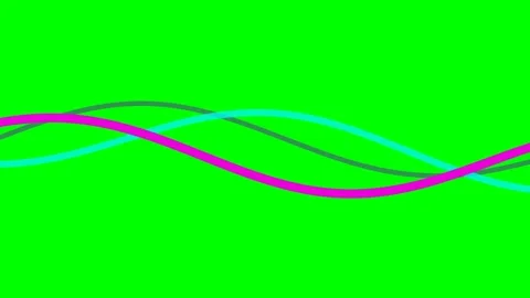 Abstract flowing wave lines in bright pink cyan and dark grey on green screen 스톡 동영상 340265965