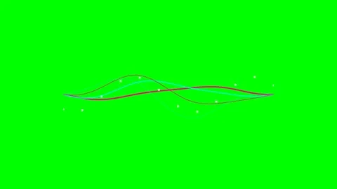 Abstract flowing wave lines with glowing particles on a green background Stock Footage 340903129