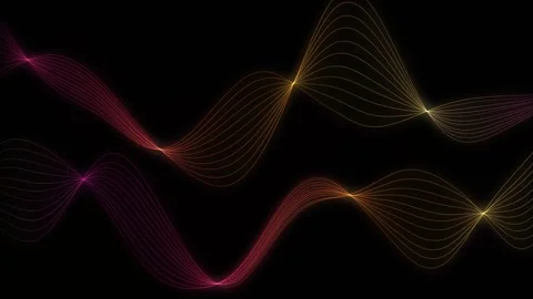 Abstract Flowing Wave Lines Loop on Black Background Stock Footage 346114807