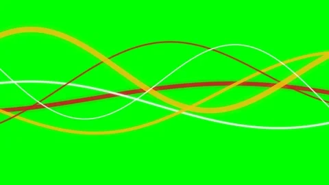 Abstract flowing wave lines in red, yellow, and white on a green background Stock-Footage 341823882