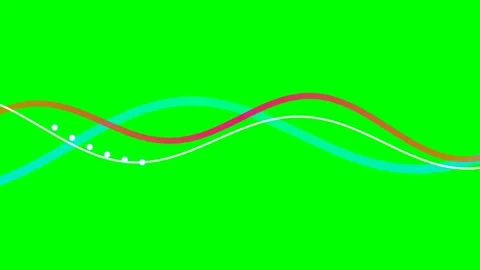 Abstract flowing wave lines rendered against a vibrant green chroma key scree Vídeos de archivo 340267781