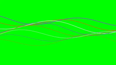 Abstract flowing wave lines in white red and blue on a bright green backgroun 스톡 동영상 341824229