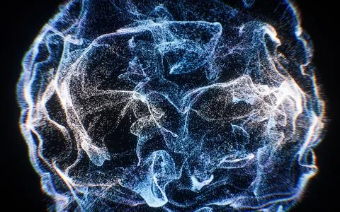 Abstract flowing wave particles background, 3d rendering. 스톡 사진