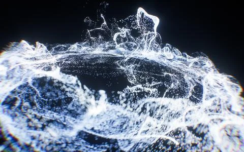 Abstract flowing wave particles background, 3d rendering. Stock Photos