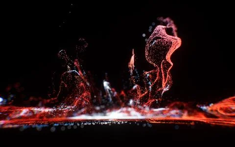 Abstract flowing wave particles background, 3d rendering. 스톡 사진