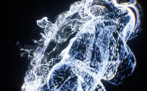 Abstract flowing wave particles background, 3d rendering. 스톡 사진
