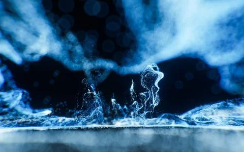 Abstract flowing wave particles background, 3d rendering. Stock Photos