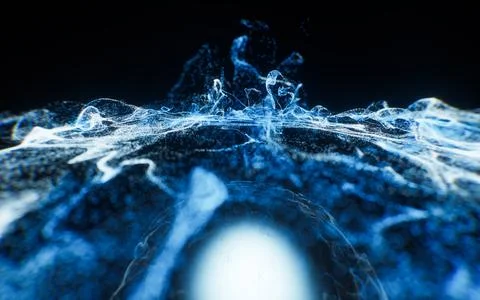 Abstract flowing wave particles background, 3d rendering. Stock Photos