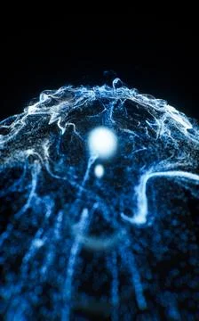 Abstract flowing wave particles background, 3d rendering. 스톡 사진