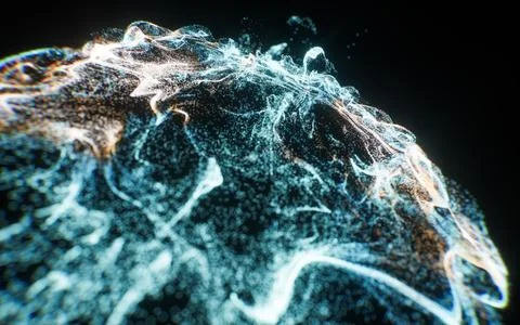Abstract flowing wave particles background, 3d rendering. Stock Photos