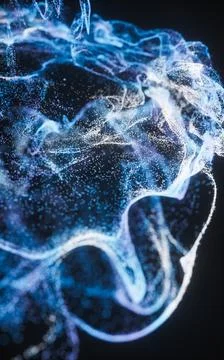Abstract flowing wave particles background, 3d rendering. 스톡 사진
