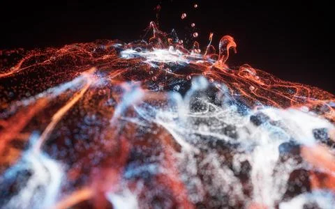 Abstract flowing wave particles background, 3d rendering. 스톡 사진