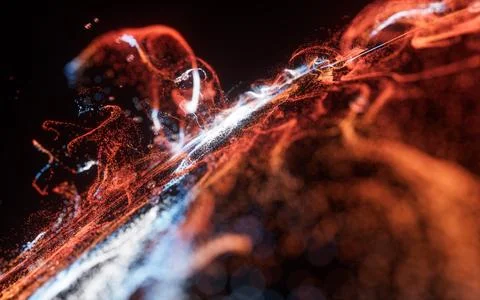 Abstract flowing wave particles background, 3d rendering. 스톡 사진