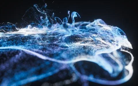 Abstract flowing wave particles background, 3d rendering. 스톡 사진