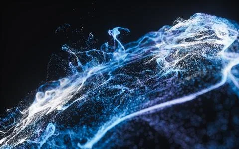 Abstract flowing wave particles background, 3d rendering. Stock Photos