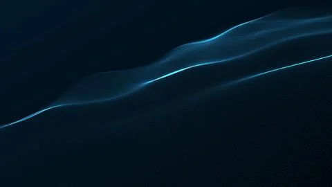 Abstract flowing wave particles with blue light and smooth surface texture,.. Stock Illustration
