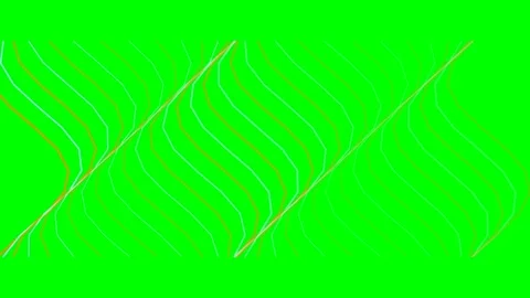 Abstract flowing wave patterns rendered in thin lines on green background Stock Footage 340266471